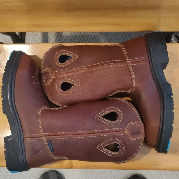 Steel Blue Heeler men's 8.5 cowboy style steel toed work boots 813945 brown - Picture 5 of 15